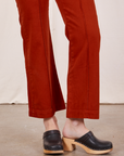 Pant leg close up of Western Pants in Paprika worn by Alex