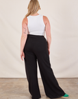 Wide Leg Sweat Pants in Basic Black back view on Lish