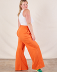 Wide Leg Sweat Pants in Sunset Orange side view on Lish