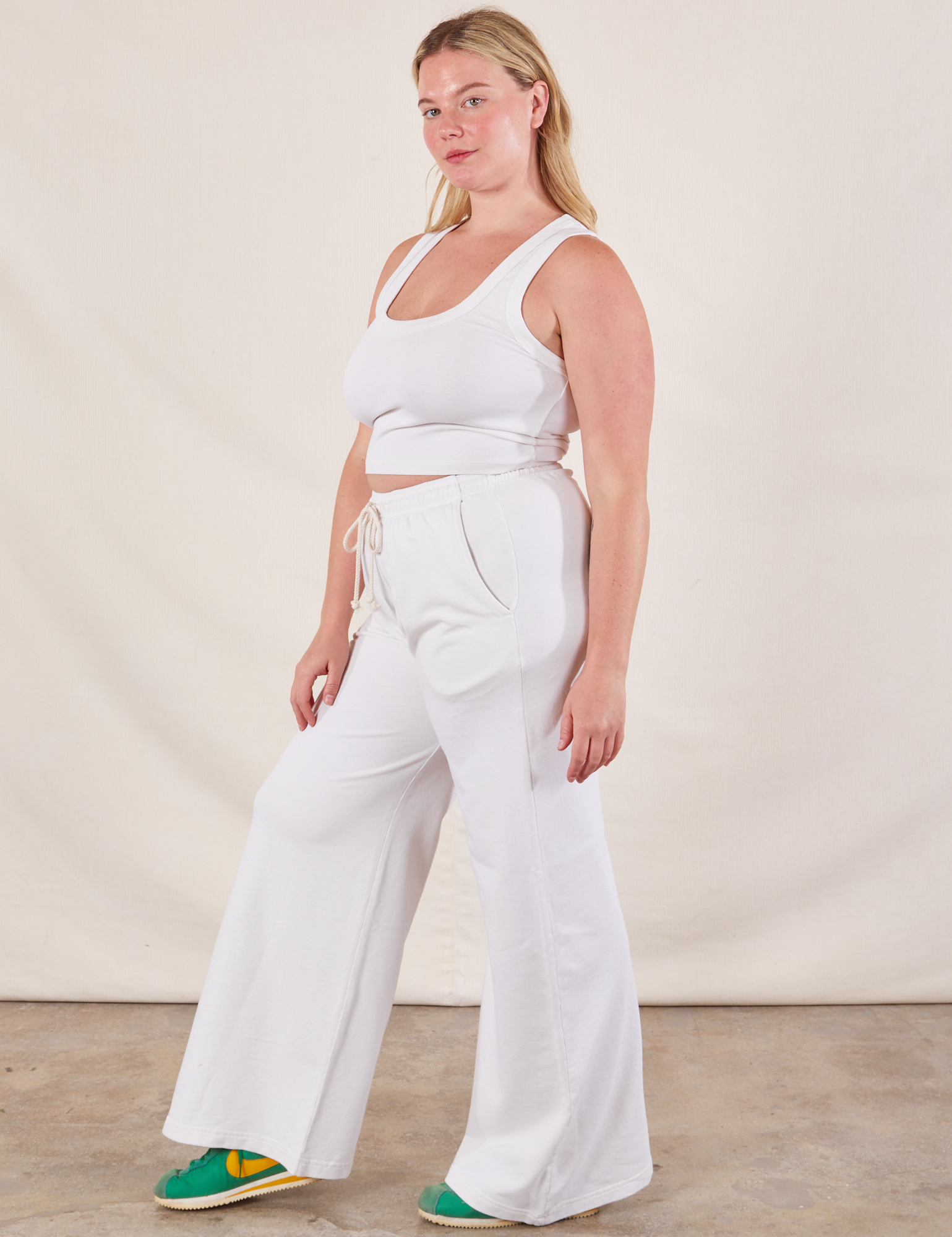 Wide Leg Sweat Pants in Vintage Tee Off-White side view on Lish