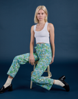 Winter Floral Print Work Pants and Cropped Tank in Vintage Tee White on Madeline