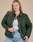 Denim Work Jacket in Swamp Green on Juliet