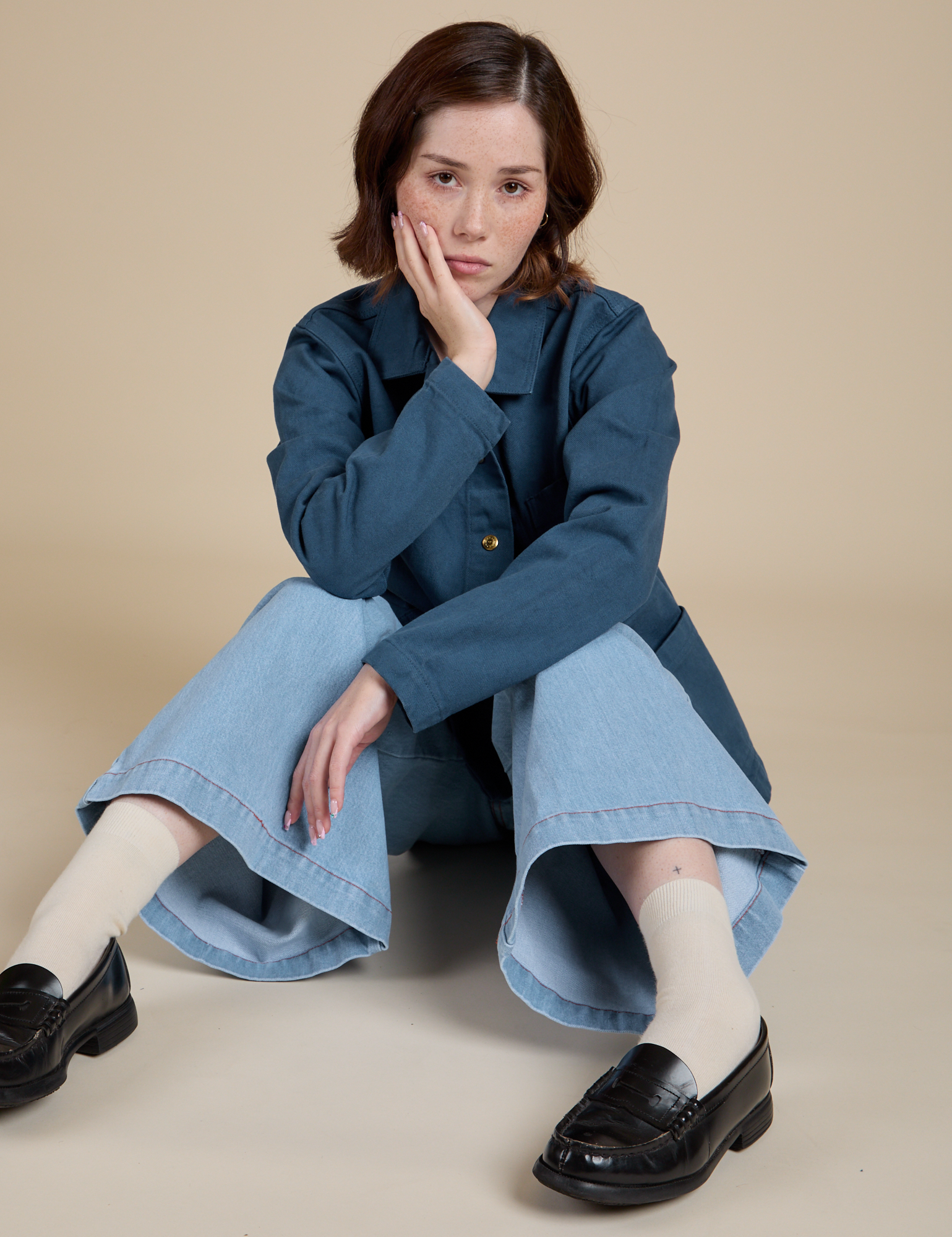 Denim Work Jacket in French Blue on Hana