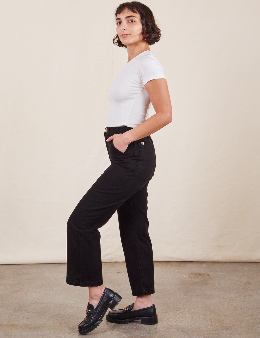 Work Pants in Basic Black side view on Soraya