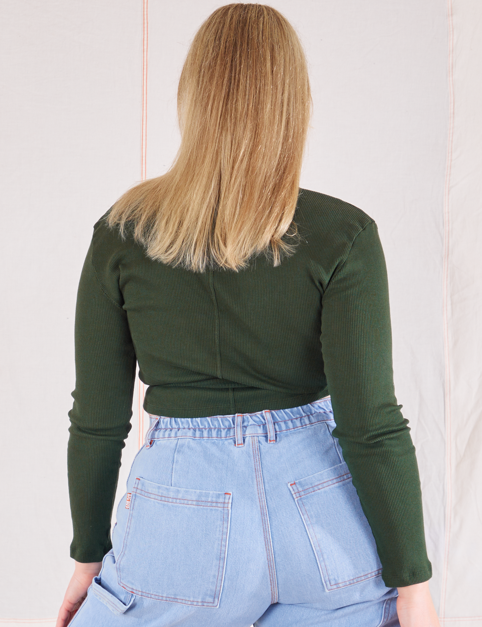 Wrap Top in Swamp Green back view on Lish