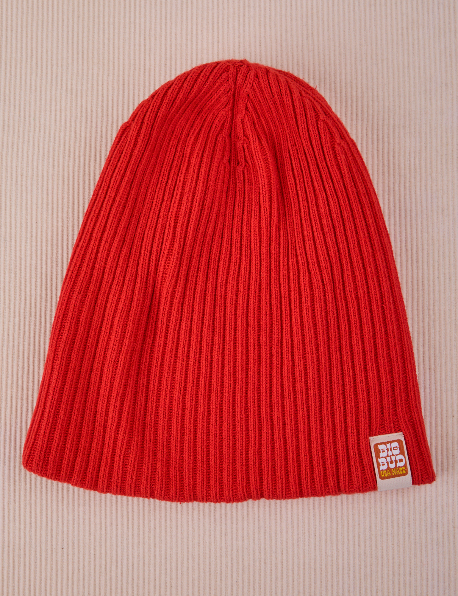 Ribbed Beanie in Mustang Red