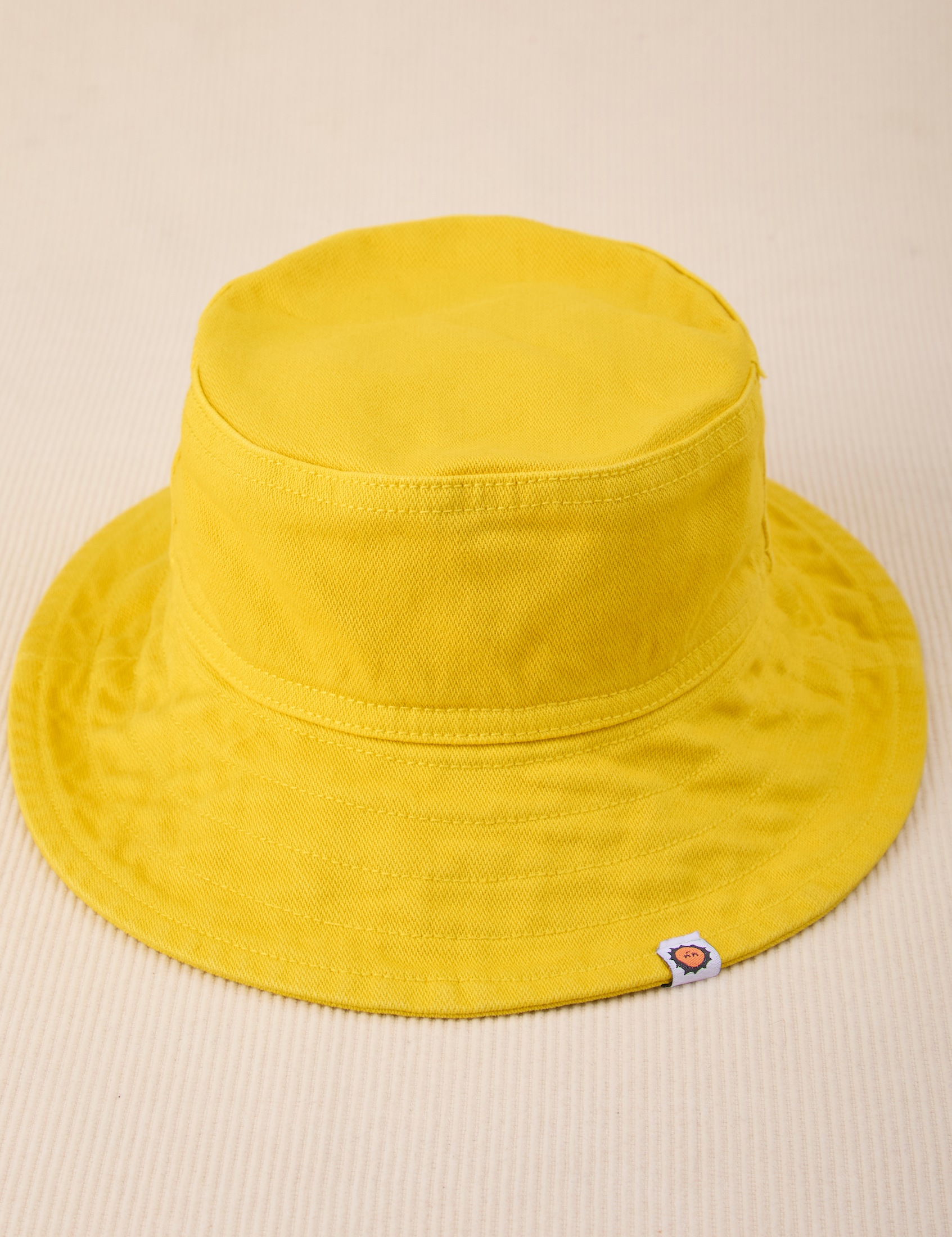 Wide Brim Denim Bucket Hats in Golden Yellow