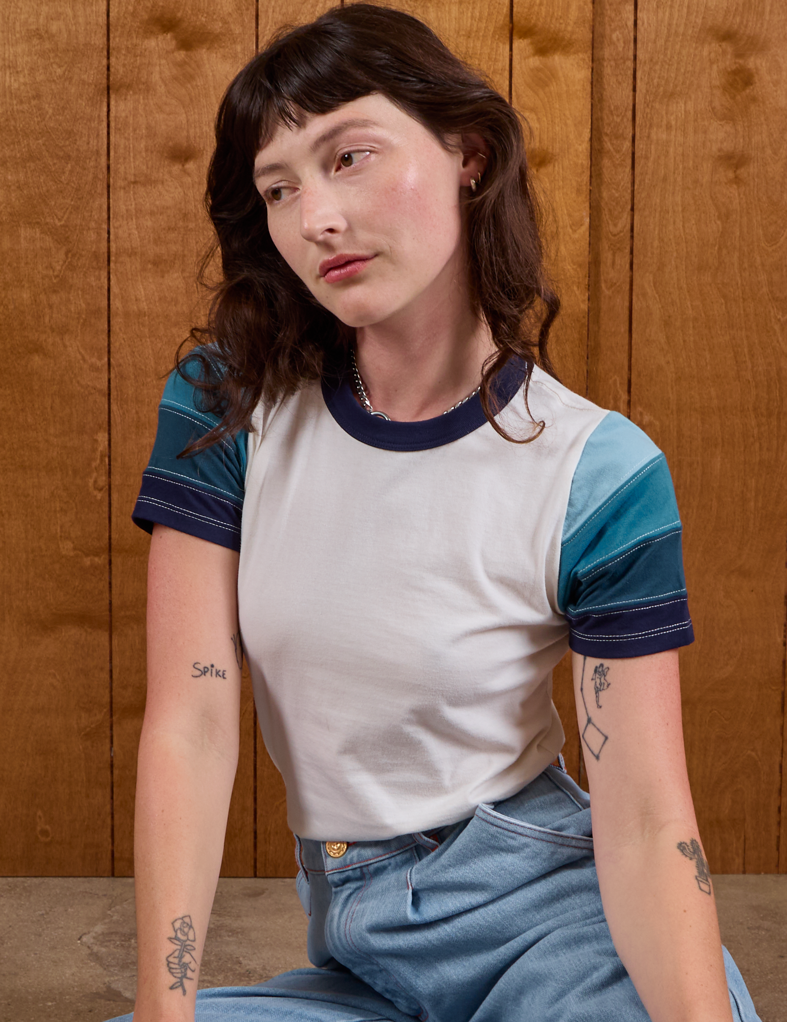Calypso Tee in Ocean worn by Alex