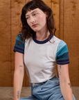 Calypso Tee in Ocean worn by Alex