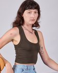 Cropped Tank Top in Espresso Brown side view on Alex