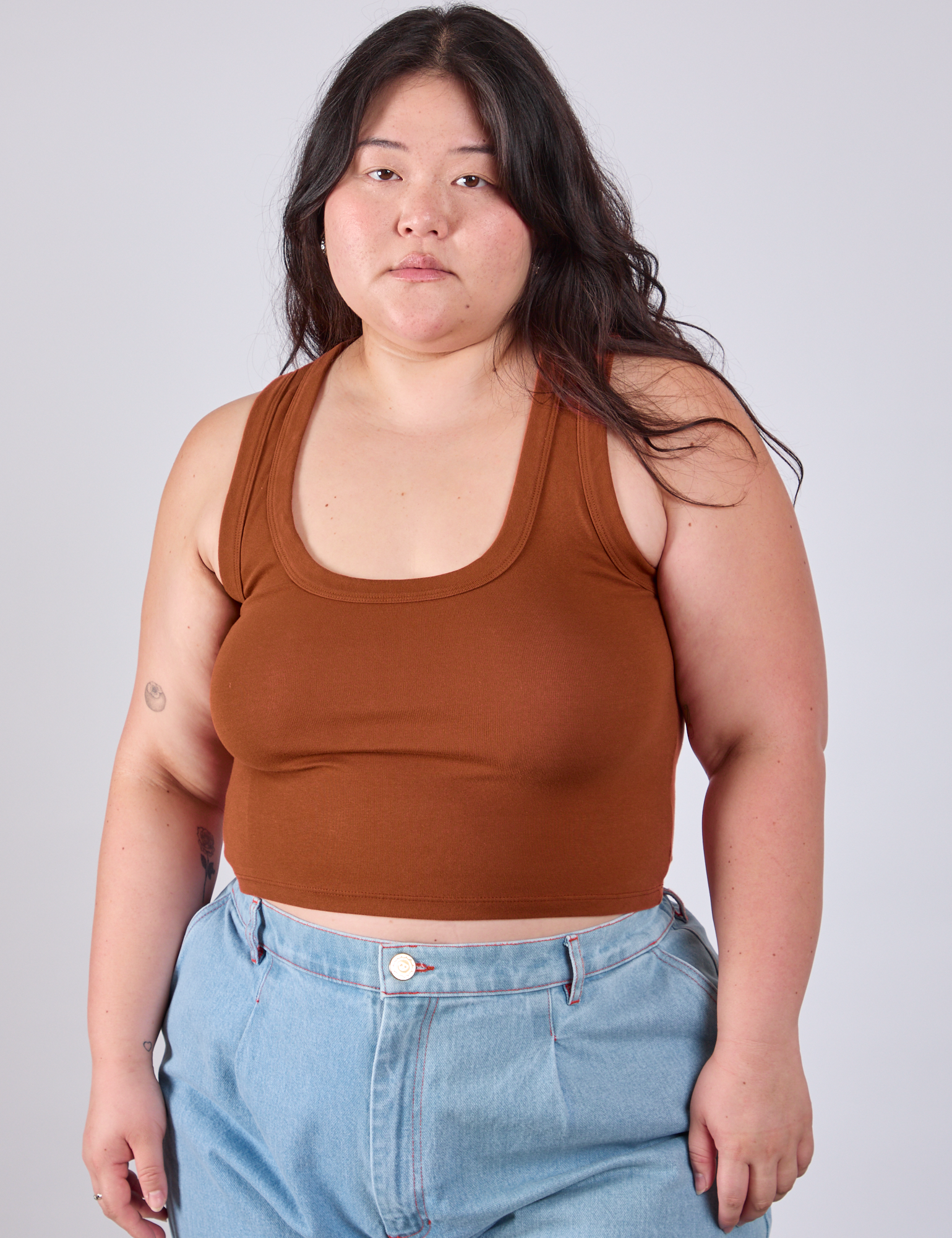 Cropped Tank Top in Burnt Terracotta  on Ashley
