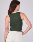 Tank Top in Swamp Green back view on Alex