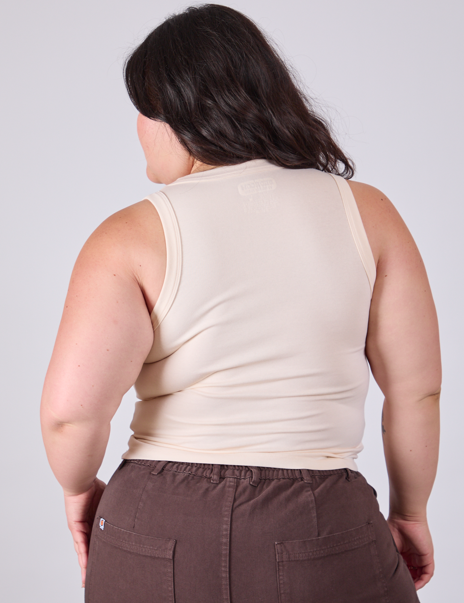 Tank Top in Vintage Tee Off-White back view on Ashley