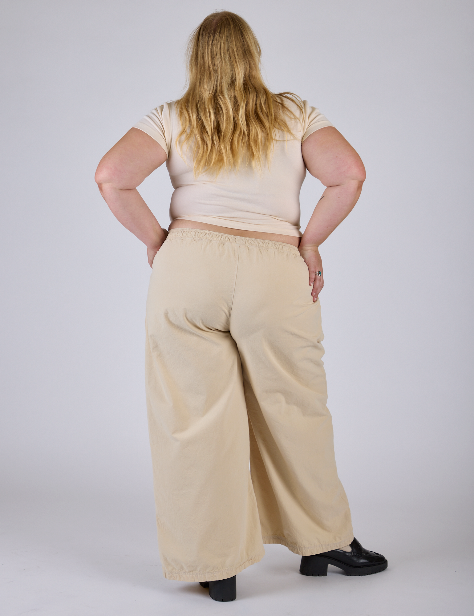 Pleated Pull-On Pants - Vintage Off-White