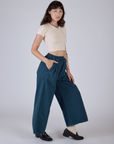 Pleated Pull-On Pants - Lagoon