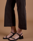 Side view pant leg close up of Work Pants in Espresso Brown on Alex