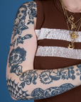 Painted Muscle Tee in Fudgesicle Brown front close up on Sydney