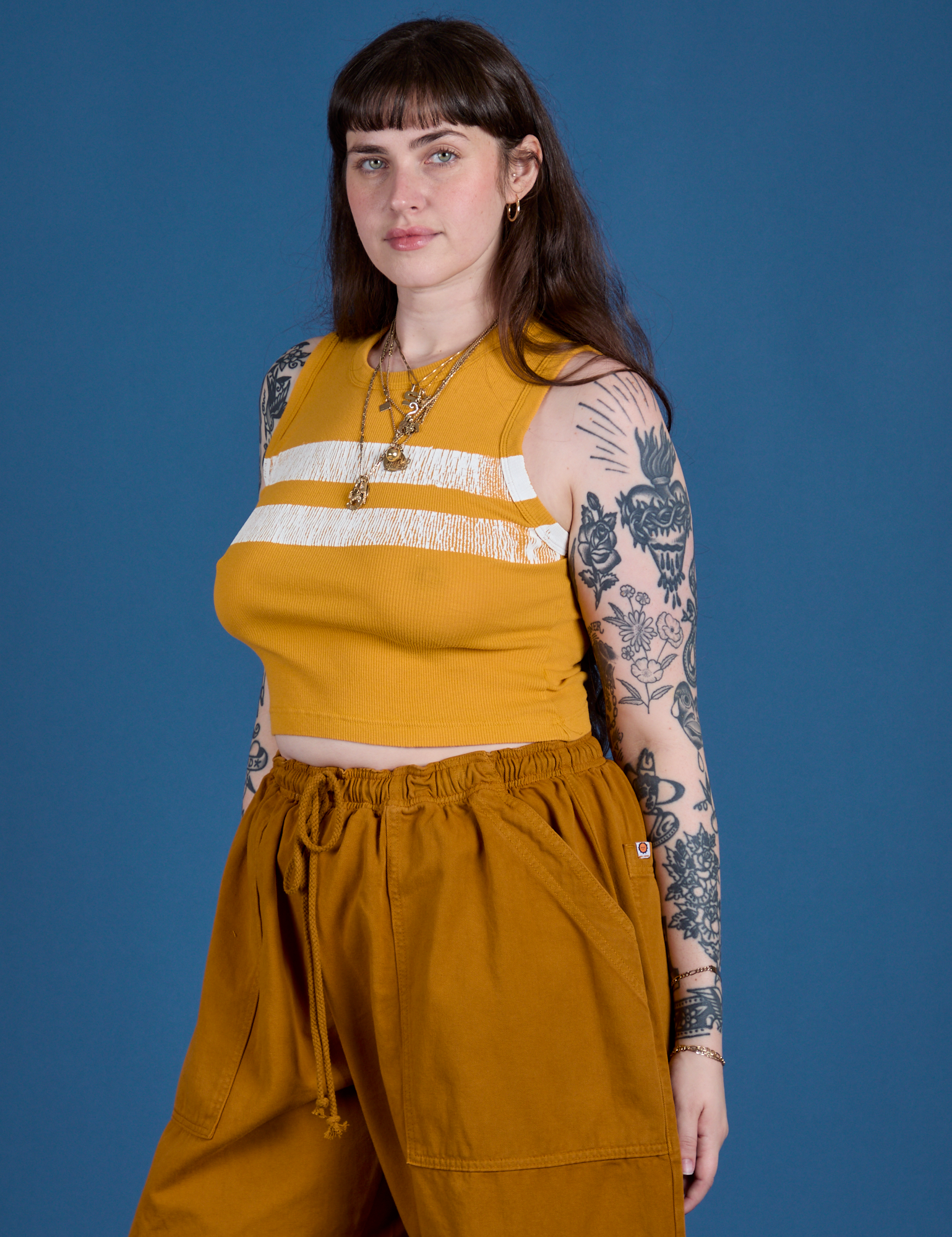 Painted Muscle Tee - Mustard Yellow