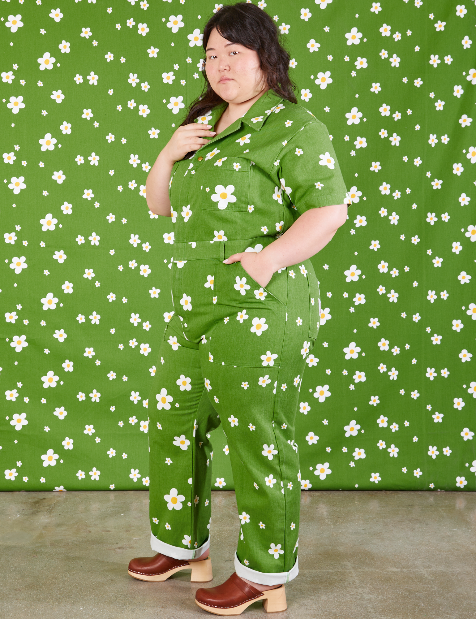 Bob Baker Flower Jumpsuit side view on Ashley