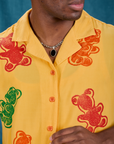 Close up of Gummy Bear Pantry Button-Up on Isaac