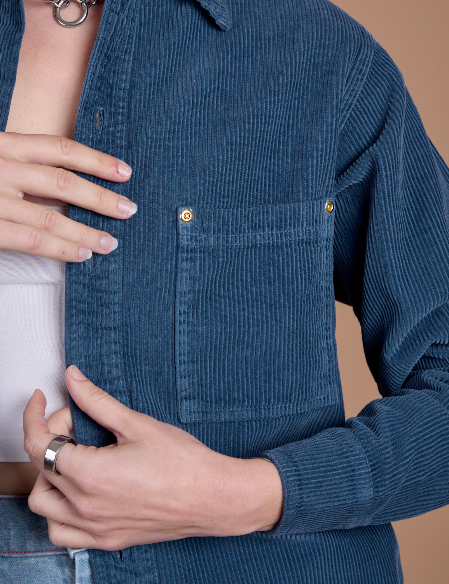 Cropped Corduroy Overshirt - French Blue