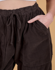 Corduroy Drop Pocket Cargo Pants - Espresso Brown