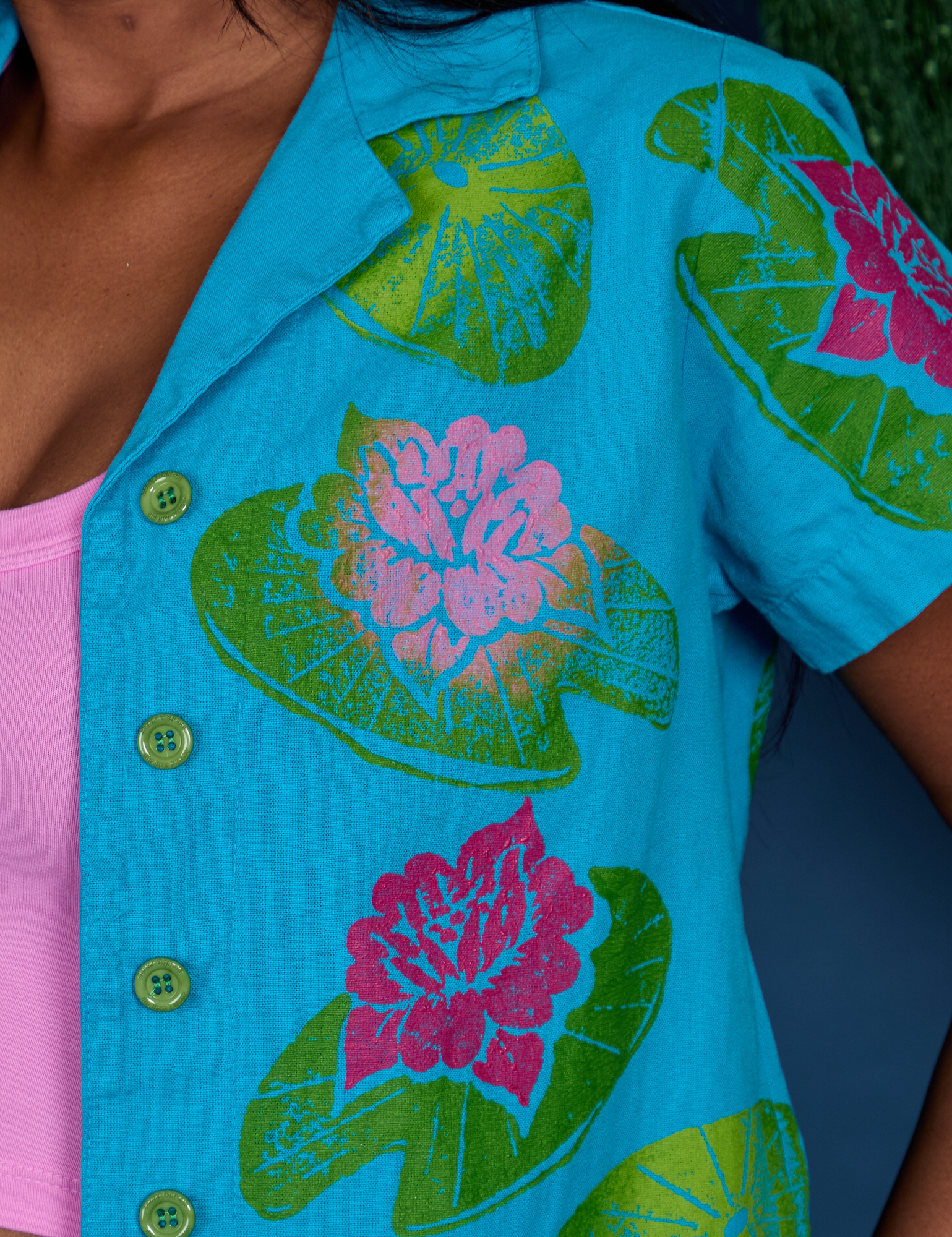 Paintstamped Pantry Button-Up - Lilypad