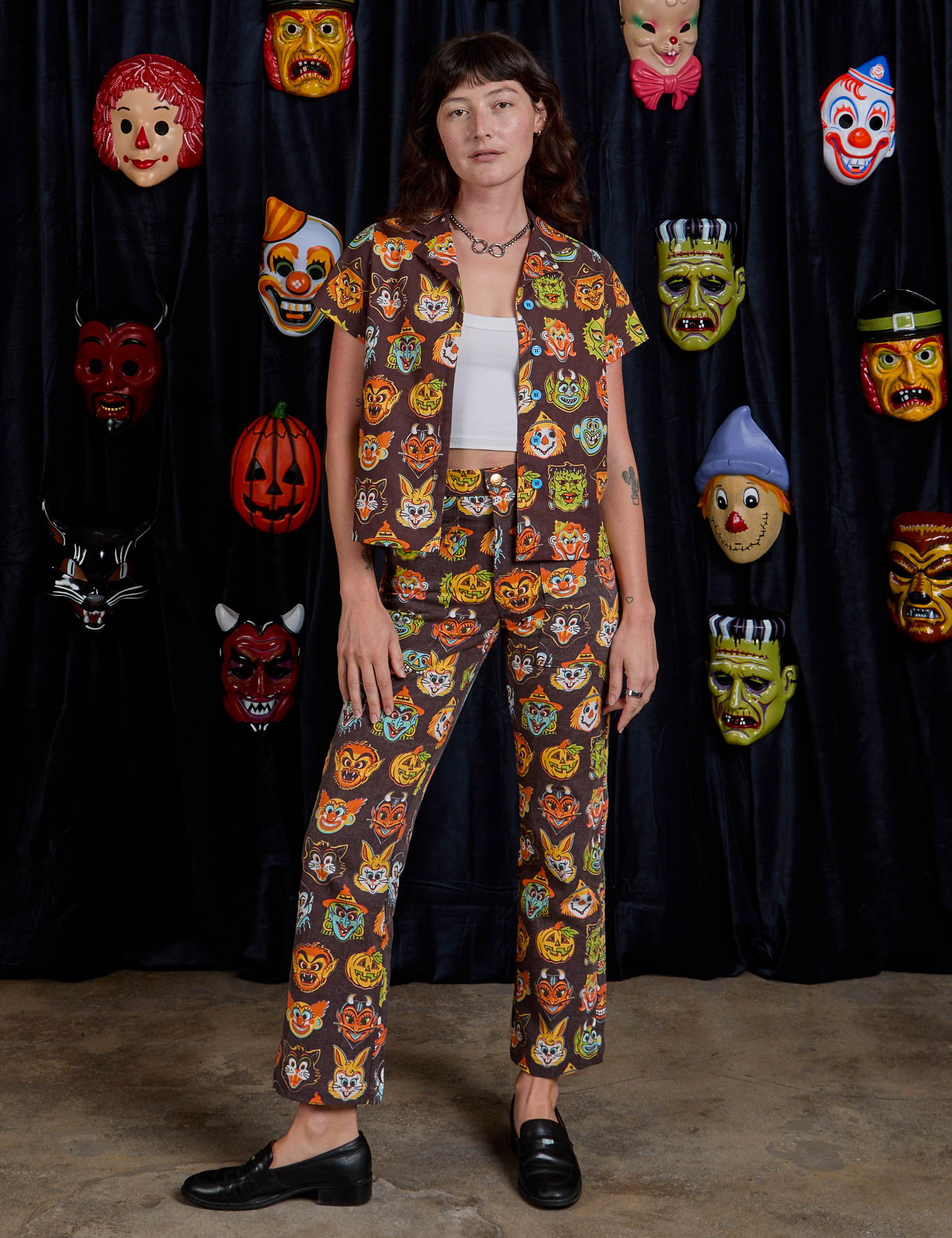 Halloween Masks Pantry Button-Up and matching Work Pants on Alex