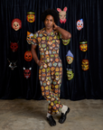 Short Sleeve Jumpsuit in Halloween Masks on Jerrod
