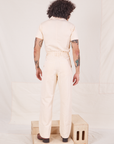 Back view of Heritage Short Sleeve Jumpsuit in Natural worn by Jesse