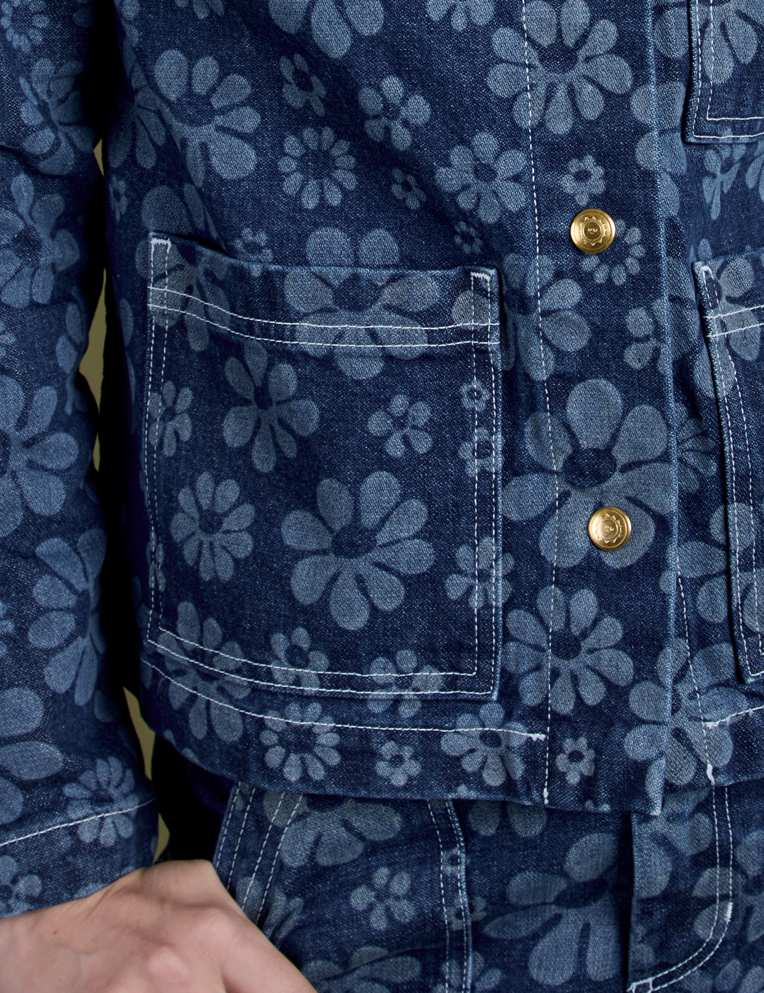 Front pocket close up of Lazy Daisy Work Jacket