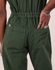 Long Jumpsuit in Swamp Green back close up