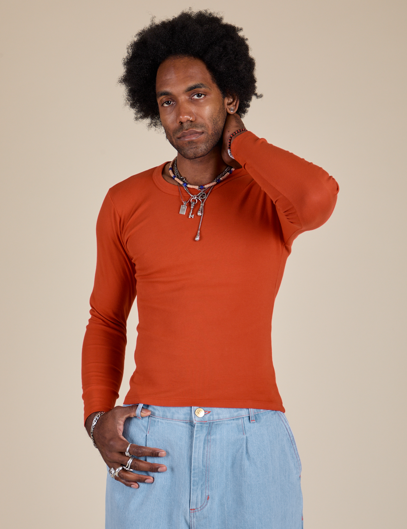 Long Sleeve Baby Tee - Chili Red