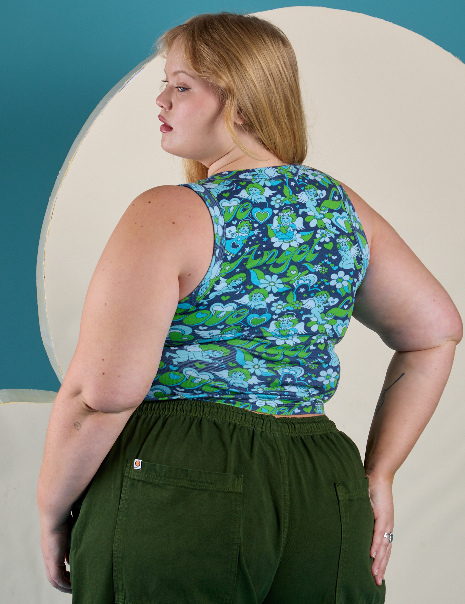 Cropped Tank Top - Angel Print