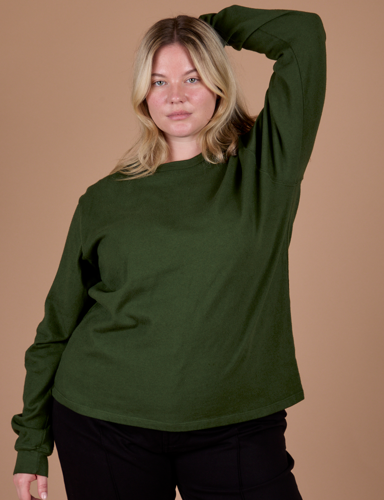 Long Sleeve Burly Tee in Evergreen on Lish