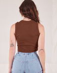 Muscle Tee in Fudgesicle Brown back view on Alex