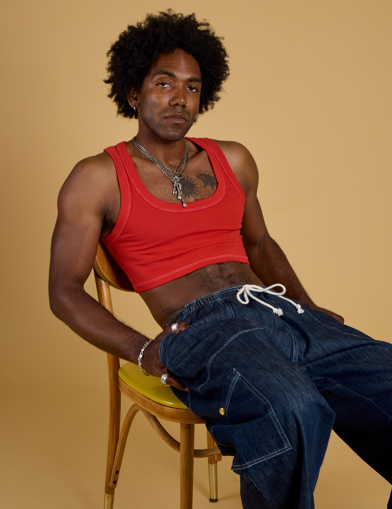 Contrast Stitch Mini Tank - Mustang Red