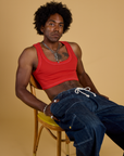 Contrast Stitch Mini Tank - Mustang Red