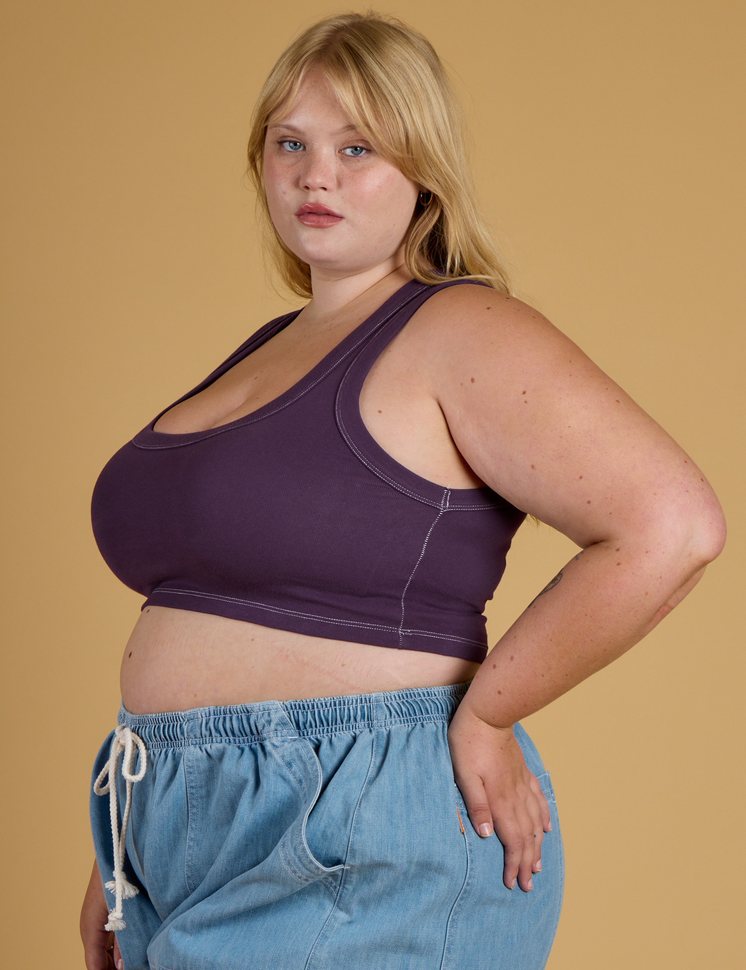 Contrast Stitch Mini Tank - Nebula Purple