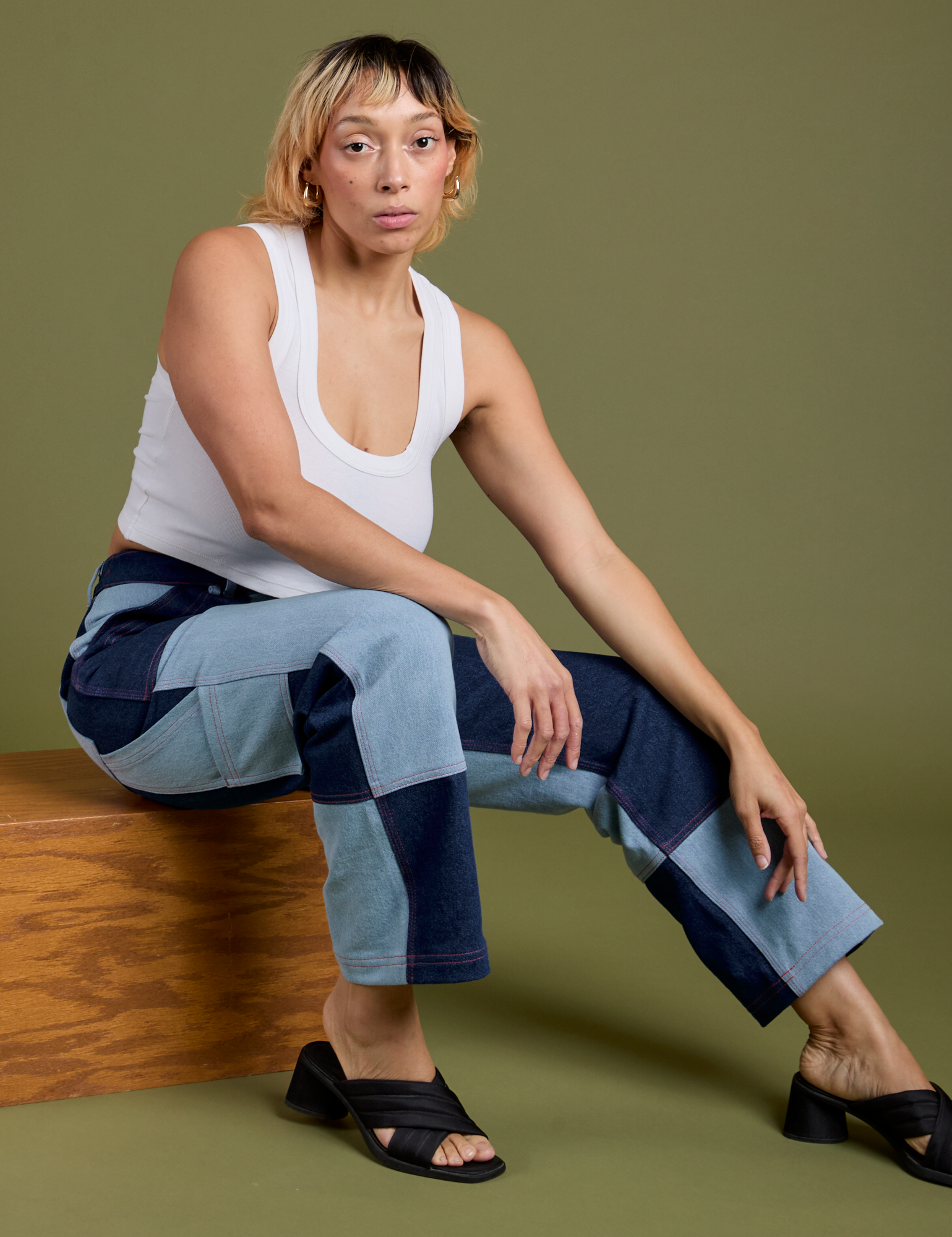 Mismatched Denim Carpenter Jeans