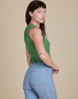 Muscle Tee in Seafoam Green side view on Alex
