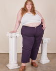 Catie is wearing Work Pants in Nebula Purple and vintage off-white Cropped Cami