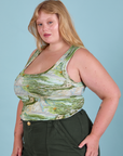 Cropped Tank Top in Ocean and Sky side view on Juliet