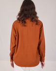 Twill Overshirt in Burnt Terracotta back view on Alex