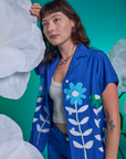 Close up front view of Paintstamped Pantry Button-Up in Daisy on Alex