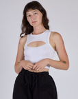 Alex in the Vintage Tee White Porthole Tank
