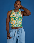 Deep-Cut Racerback Tank - Spring Quilt Print