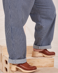 Pant leg close up of Denim Trouser Jeans in Railroad Stripe worn by Ashley