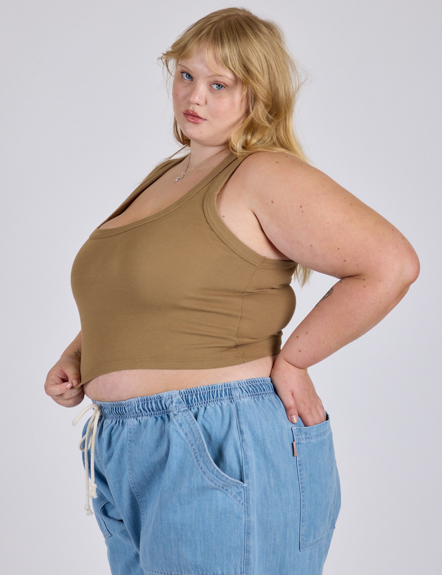 Cropped Tank Top - Desert Brown
