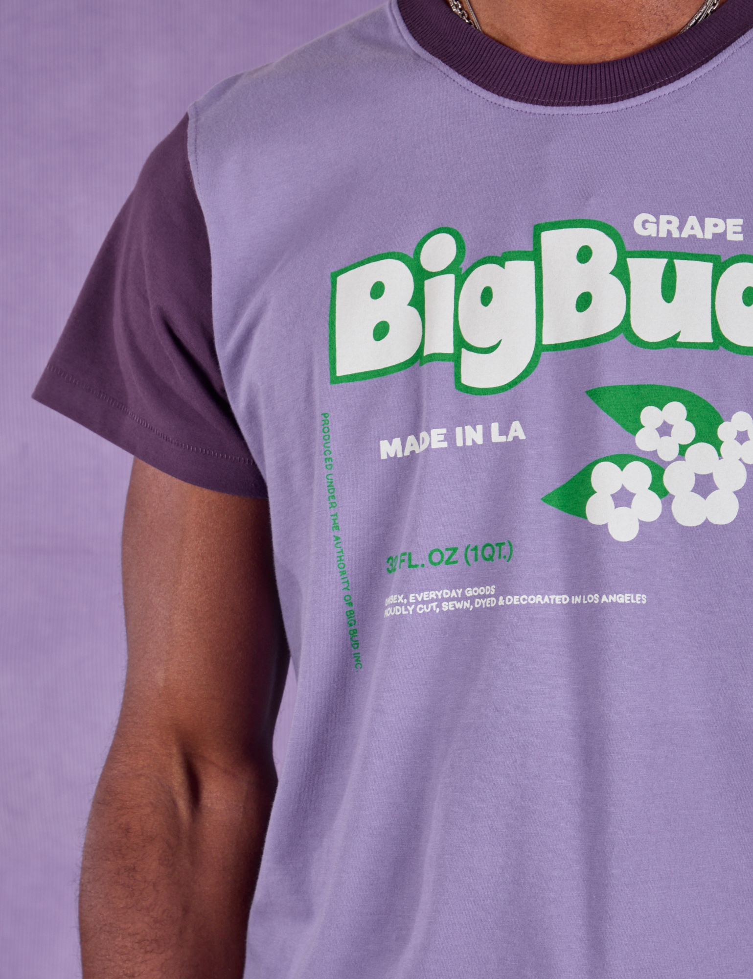Vintage Tee in Grape Soda front close up on Jerrod